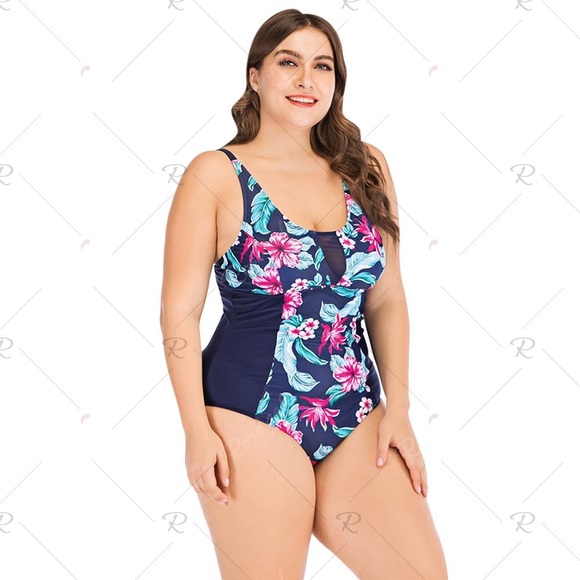 SOLD Tropical Flower Print Plus Size Swimwear READ BIO - Picture 5 of 8